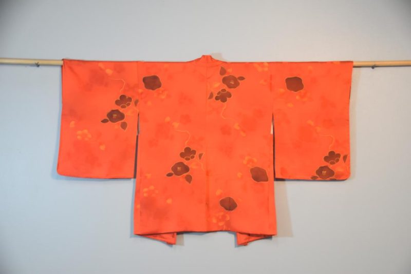 Red Floral Silk Jacquard Japanese Haori Jacket - Image 3