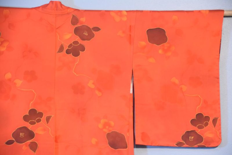 Red Floral Silk Jacquard Japanese Haori Jacket - Image 9