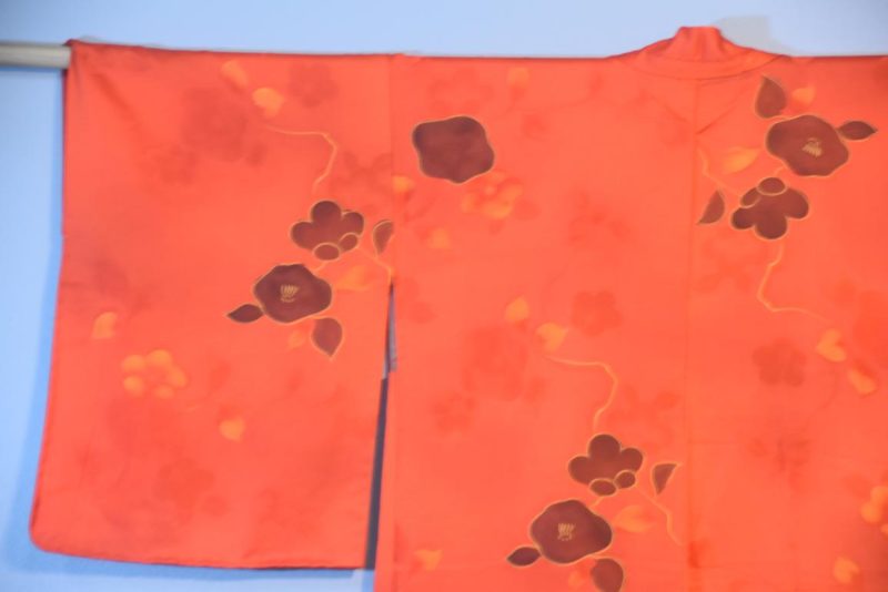 Red Floral Silk Jacquard Japanese Haori Jacket - Image 8
