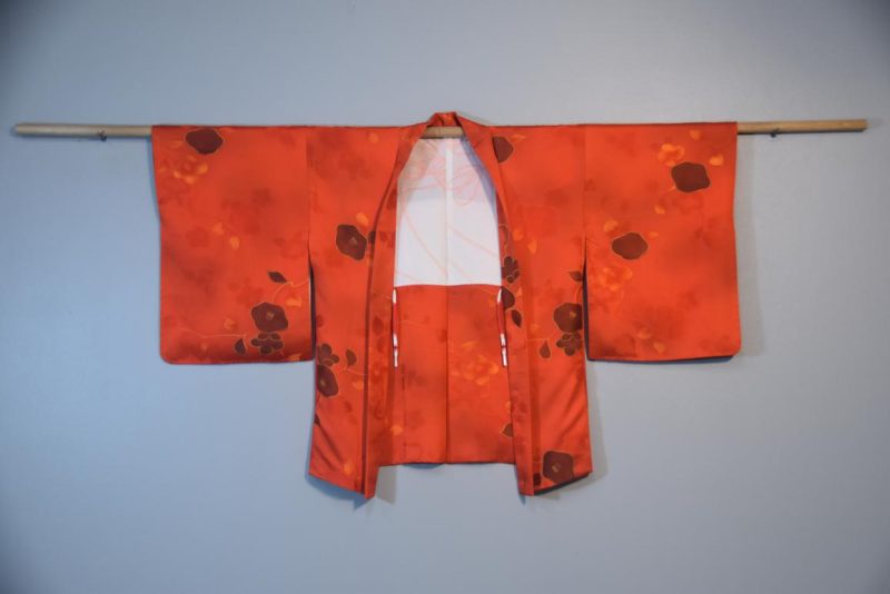 Red Floral Silk Jacquard Japanese Haori Jacket