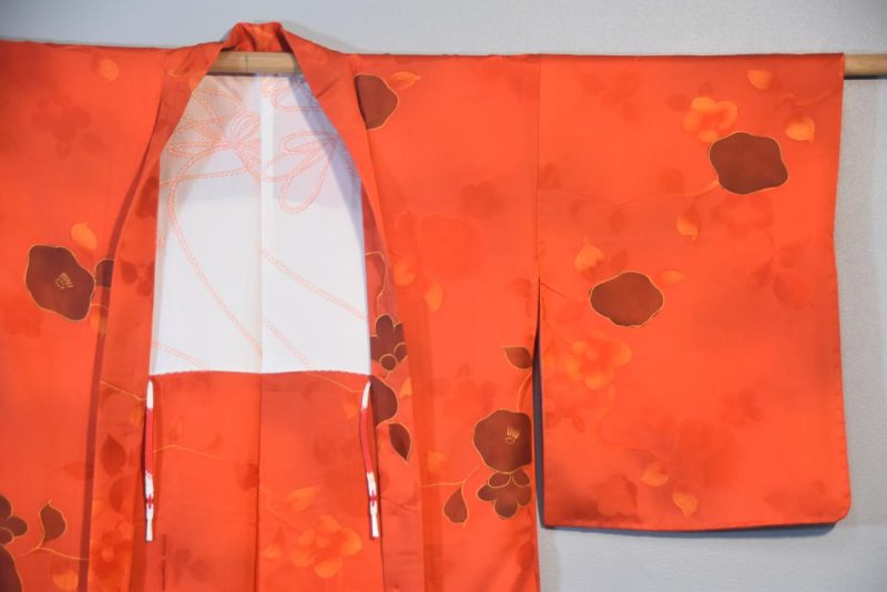 Red Floral Silk Jacquard Japanese Haori Jacket - Image 6