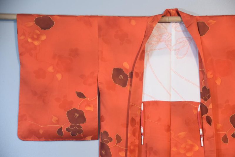 Red Floral Silk Jacquard Japanese Haori Jacket - Image 5