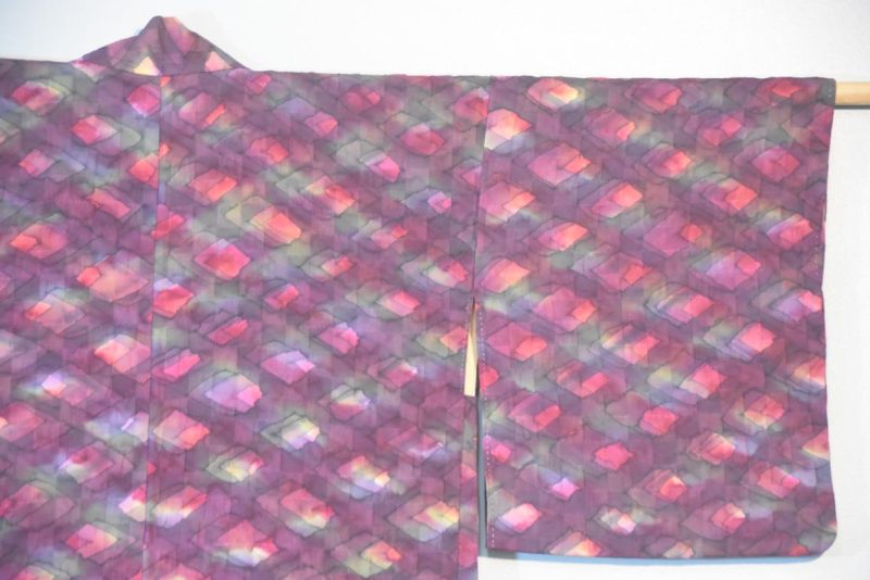 Geometric Watercolour Silk Japanese Haori Jacket - Image 9