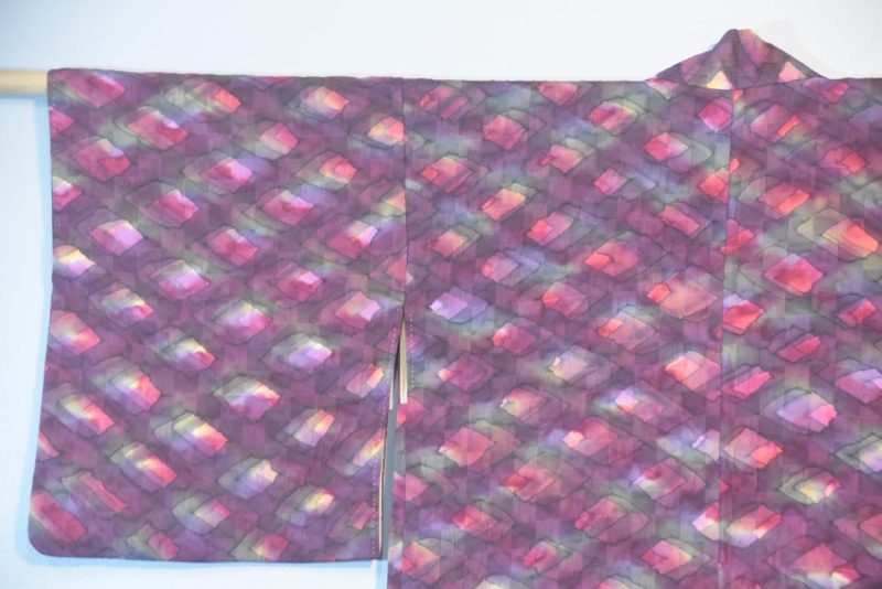 Geometric Watercolour Silk Japanese Haori Jacket - Image 8