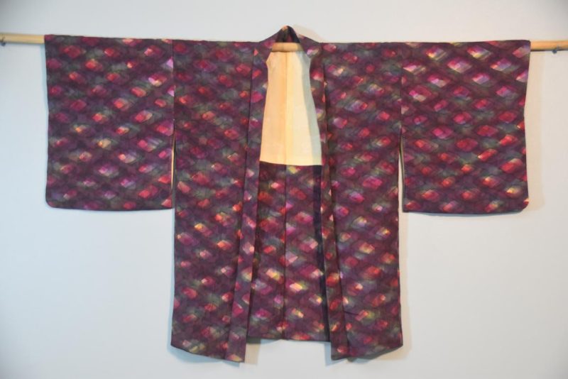 Geometric Watercolour Silk Japanese Haori Jacket - Image 3