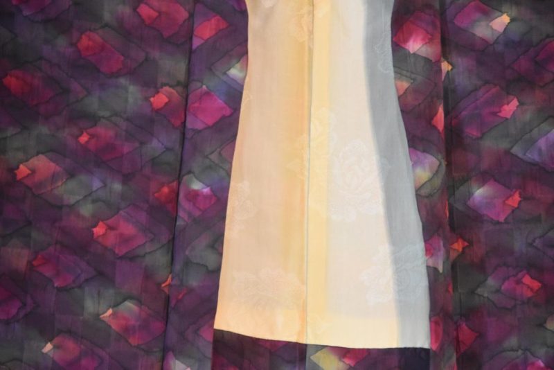 Geometric Watercolour Silk Japanese Haori Jacket - Image 4