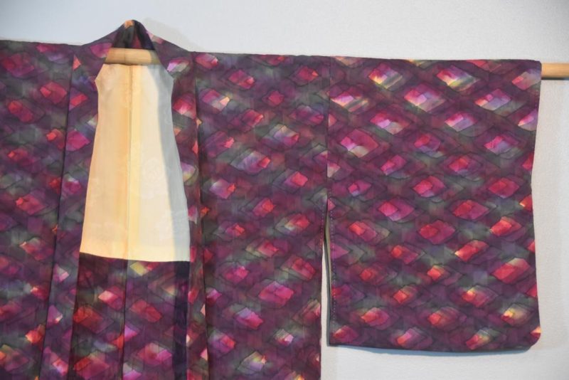 Geometric Watercolour Silk Japanese Haori Jacket - Image 5