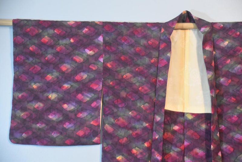 Geometric Watercolour Silk Japanese Haori Jacket - Image 6