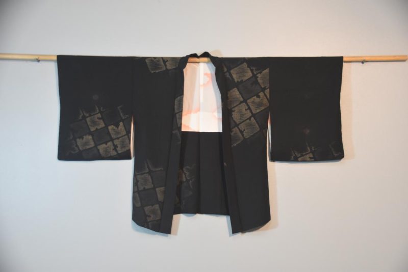 Metallic Thread Geometric Japanese Silk Haori Jacket