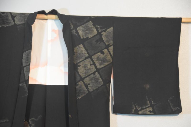Metallic Thread Geometric Japanese Silk Haori Jacket - Image 5