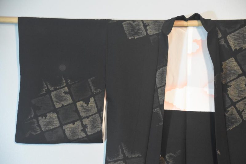 Metallic Thread Geometric Japanese Silk Haori Jacket - Image 4