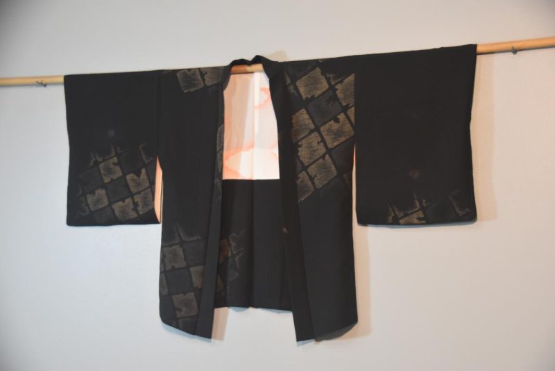 Metallic Thread Geometric Japanese Silk Haori Jacket - Image 3