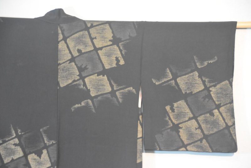 Metallic Thread Geometric Japanese Silk Haori Jacket - Image 9