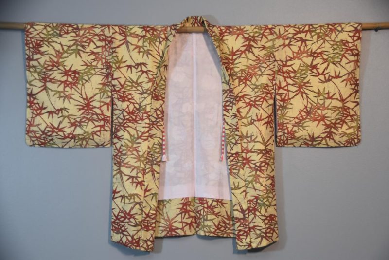 Bamboo Design Japanese Silk Haori Jacket - Image 3