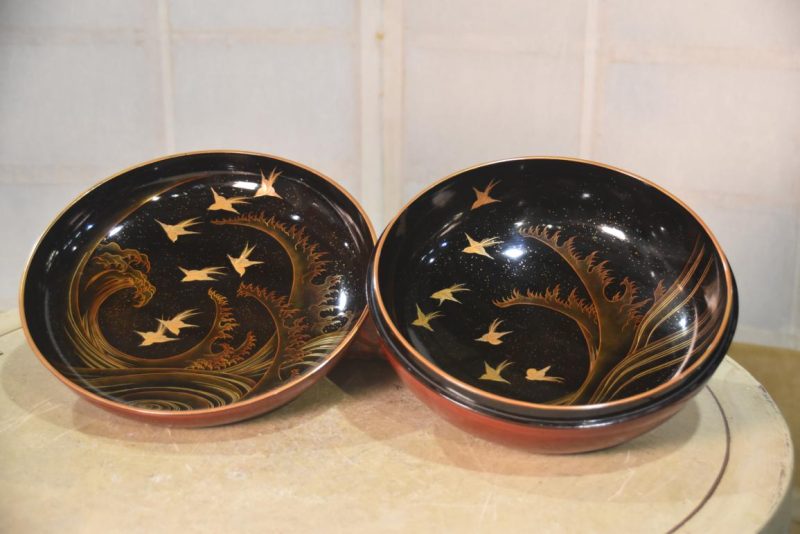 Japanese Maki-E Lacquer Bowl Width:235mm - Image 5