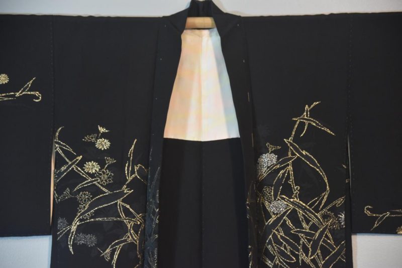 Black Metalic Thread Silk Haori Jacket - Image 7