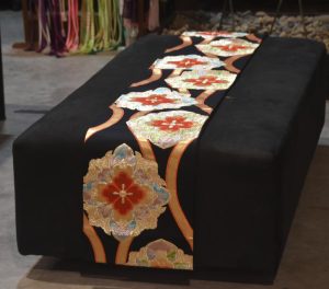 Red and Black Fukuro Vintage Obi Table Runner Length:4000mm