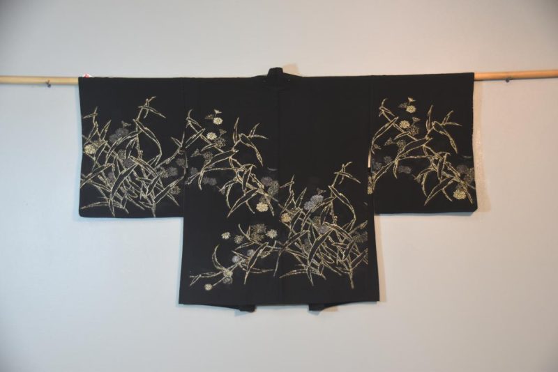 Black Metalic Thread Silk Haori Jacket