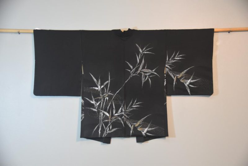 Black Metalic Thread Silk Haori Jacket