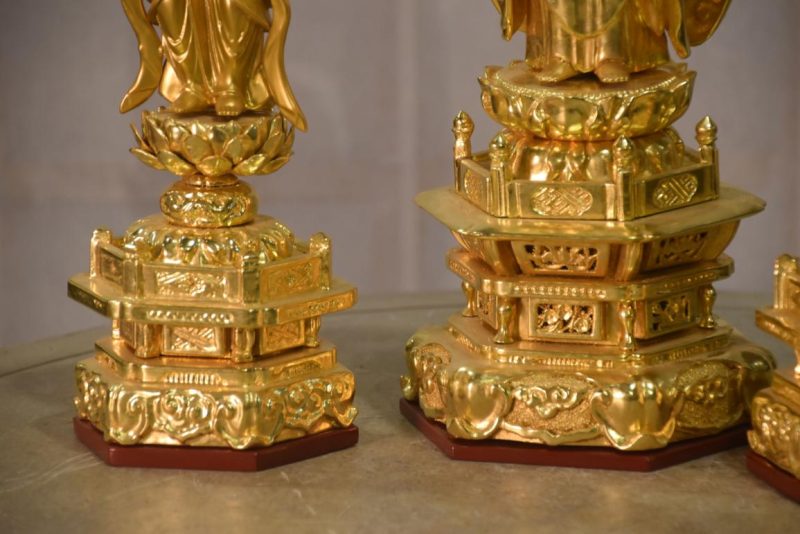 Japanese Gilded Amida San and 2  bodhisattvas Height:440mm - Image 3