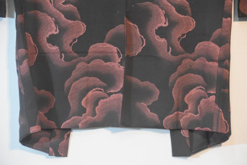 Black with Red Cloud Pattern Japanese Silk Haori Jacket - Image 6