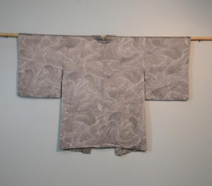 Silvery Grey Wave Japanese Silk Haori Jacket