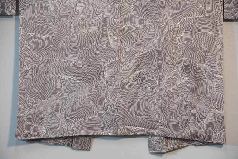 Silvery Grey Wave Japanese Silk Haori Jacket - Image 8