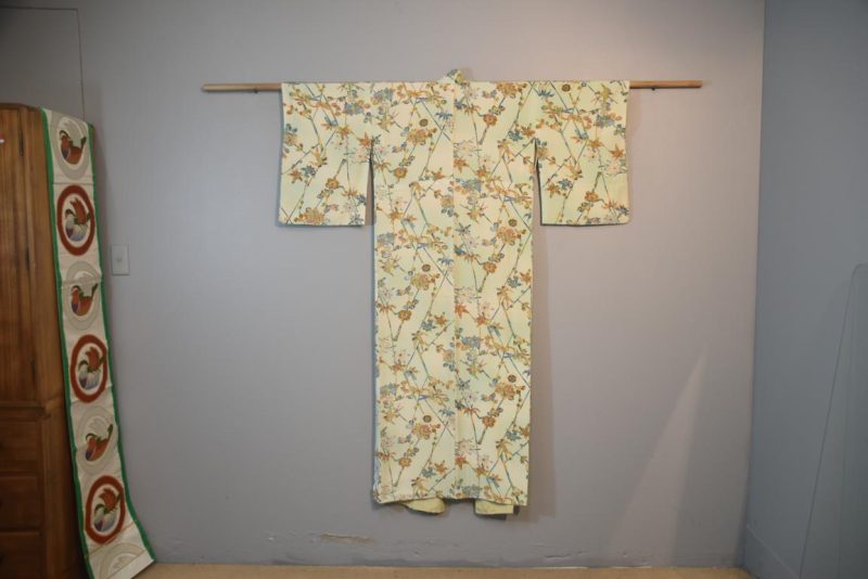 Bird and Blossom Japanese Vintage Silk Kimono