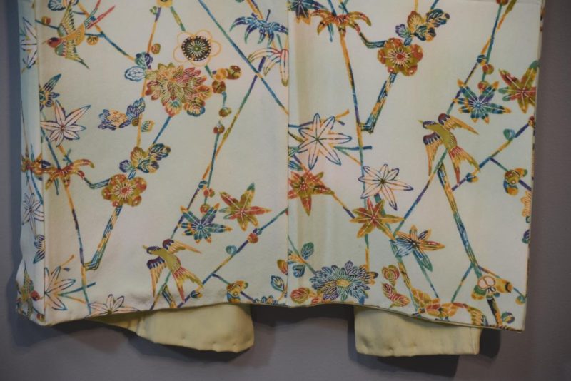 Bird and Blossom Japanese Vintage Silk Kimono - Image 7