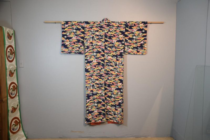 Flying Crane Japanese Silk Kimono