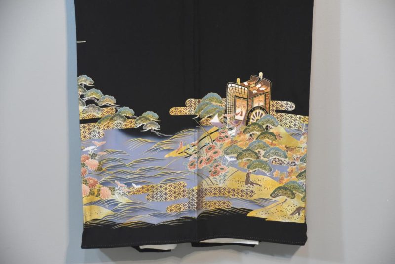 Tomosode Landscape Japanese Vintage Silk Kimono - Image 10