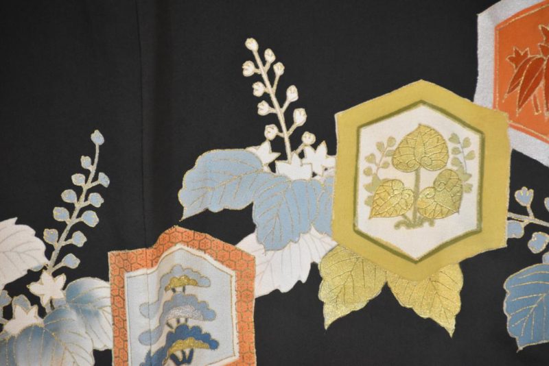 Floral Tomosode Vintage Japanese Silk Kimono - Image 9