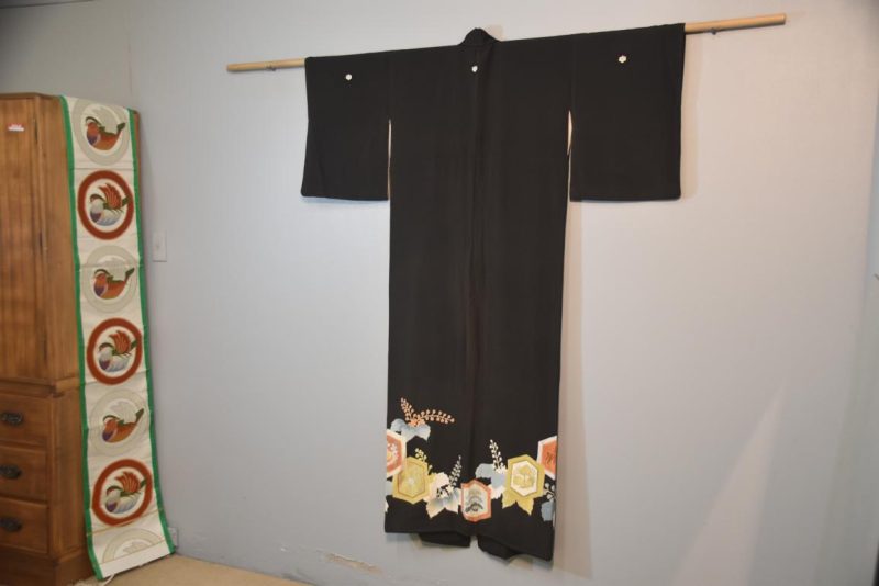 Floral Tomosode Vintage Japanese Silk Kimono - Image 6