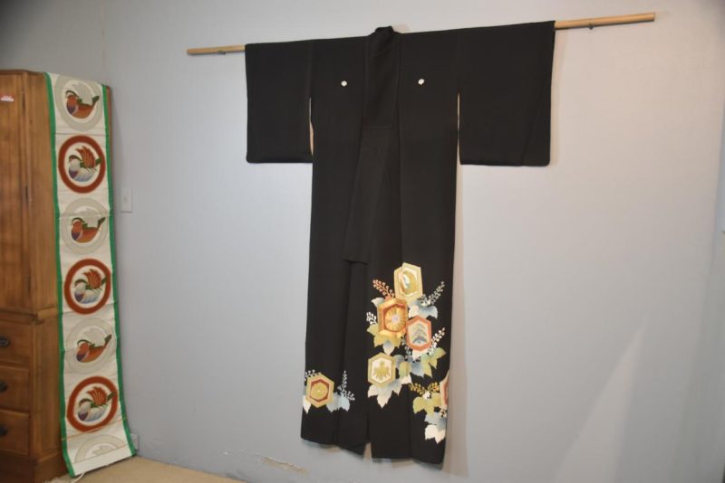 Floral Tomosode Vintage Japanese Silk Kimono - Image 3