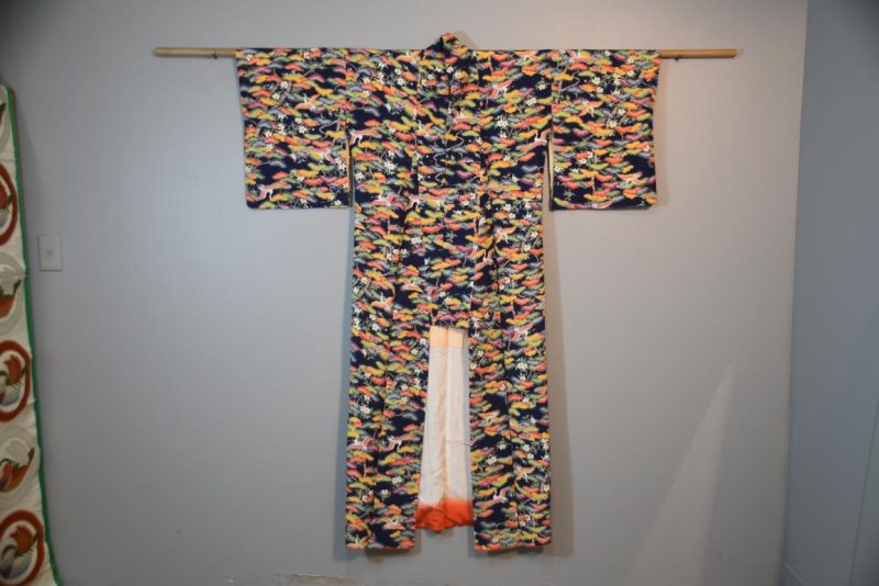 Flying Crane Japanese Silk Kimono - Image 3