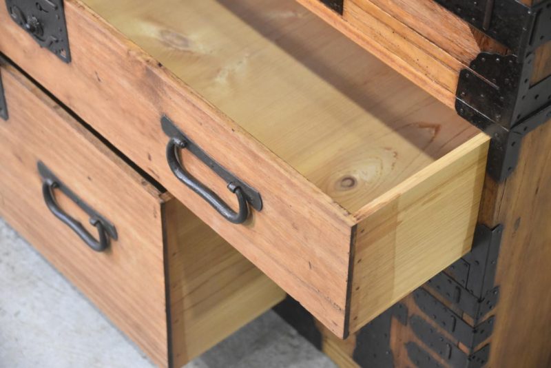 Antique Japanese Kannon Biraki Isho Tansu Clothing Chest 2 Sections Width:910mm - Image 16