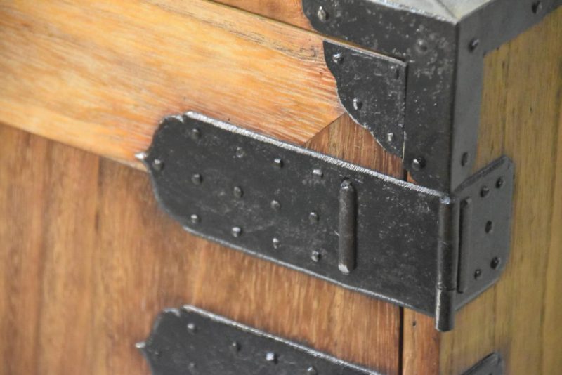 Antique Japanese Kannon Biraki Isho Tansu Clothing Chest 2 Sections Width:910mm - Image 8