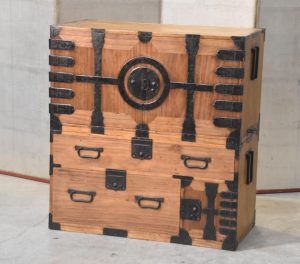 Antique Japanese Kannon Biraki Isho Tansu Clothing Chest 2 Sections Width:910mm