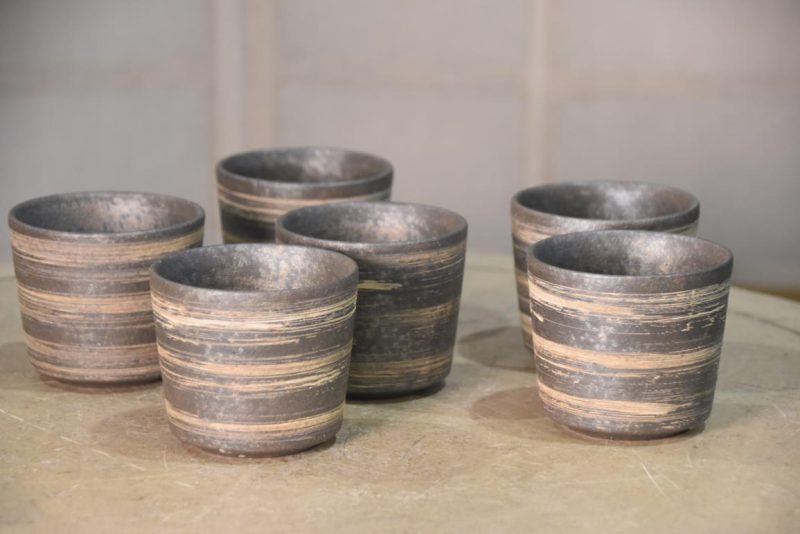 Set of 6 Shigaraki Pottery Cups - Image 3