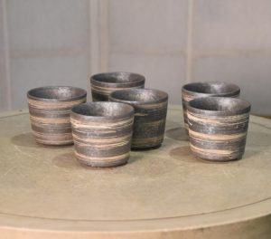 Set of 6 Shigaraki Pottery Cups
