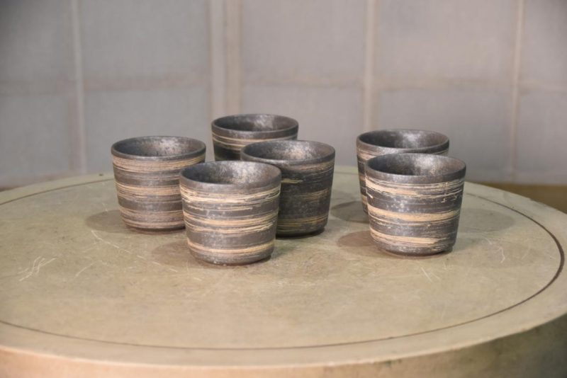 Set of 6 Shigaraki Pottery Cups