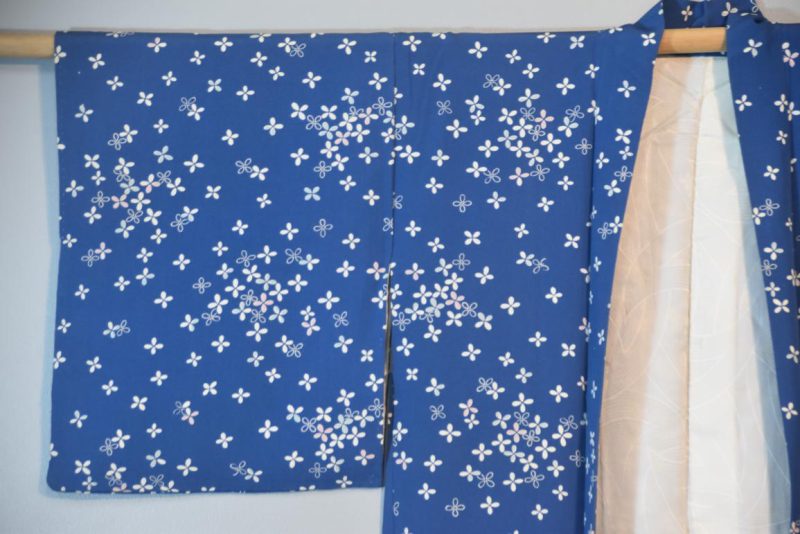 Petals on Blue Japanese Silk Haori Jacket - Image 5