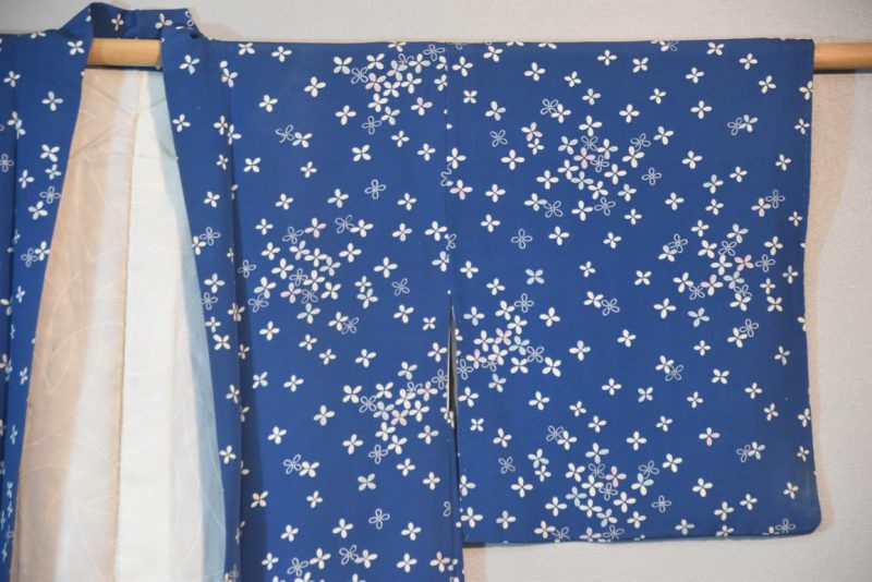 Petals on Blue Japanese Silk Haori Jacket - Image 6