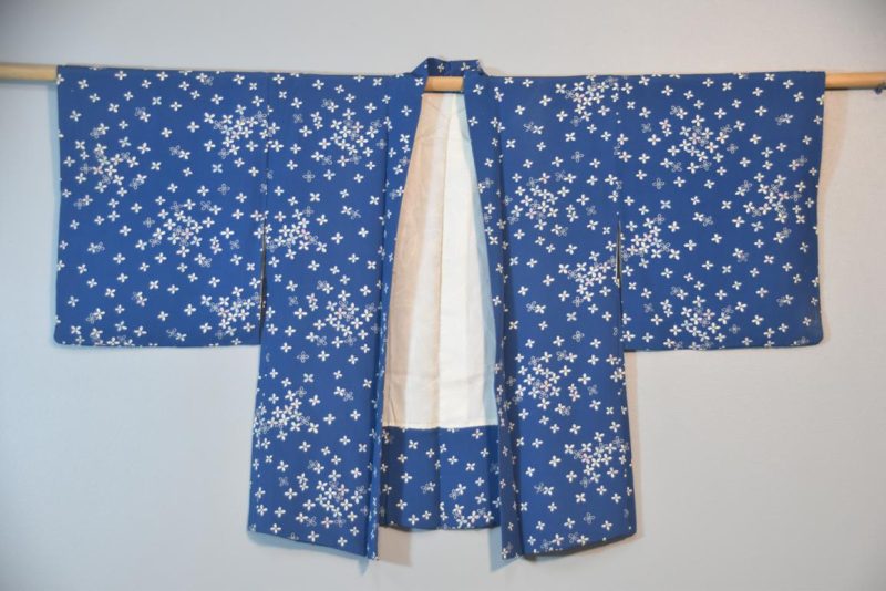 Petals on Blue Japanese Silk Haori Jacket - Image 3