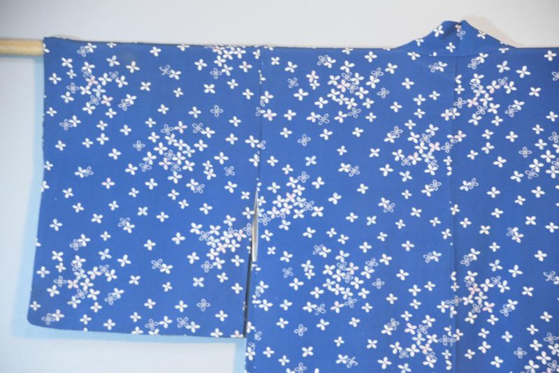 Petals on Blue Japanese Silk Haori Jacket - Image 9