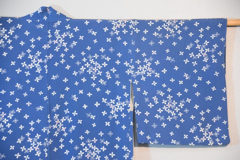 Petals on Blue Japanese Silk Haori Jacket - Image 8