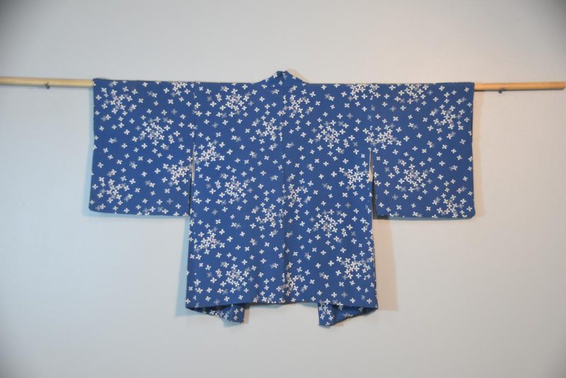 Petals on Blue Japanese Silk Haori Jacket