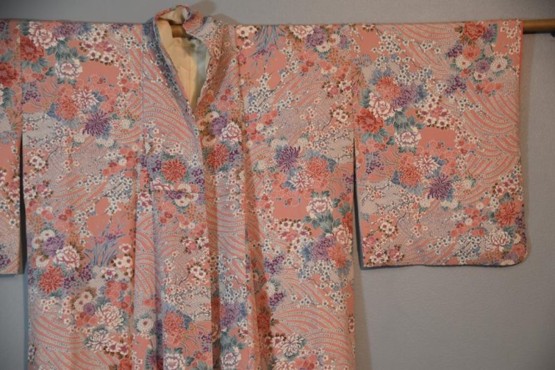 Floral Japanese Vintage Silk Crepe Kimono - Image 4