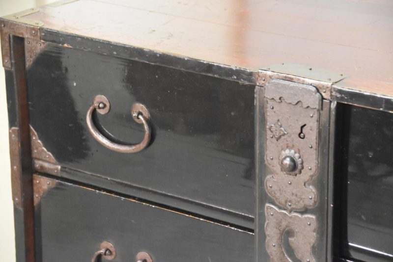 Antique Japanese Black Lacquer Clothing Chest Width:870mm - Image 3