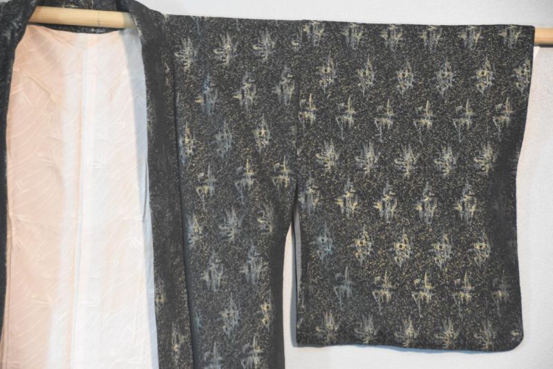 Metallic Thread on Black Japanese Silk Haori Jacket - Image 6